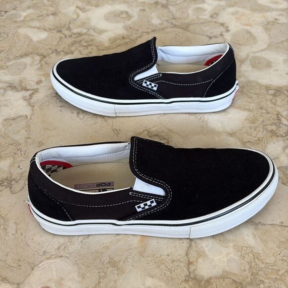Vans Skate Slip-On Unisex Shoes Black Suede Leather - As New - Picture 4 of 13